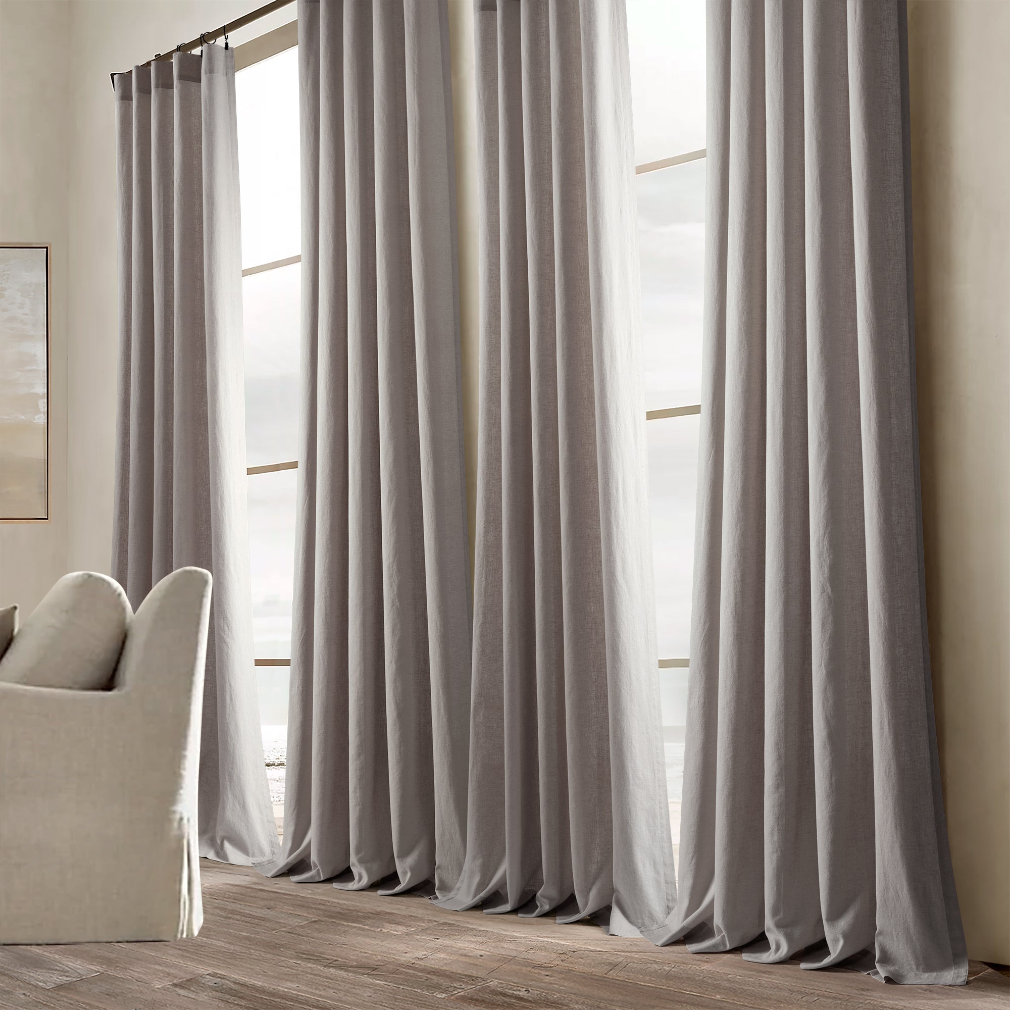 Belgian Flax Prewashed Linen Rich Cotton Blend Window Curtain Panel