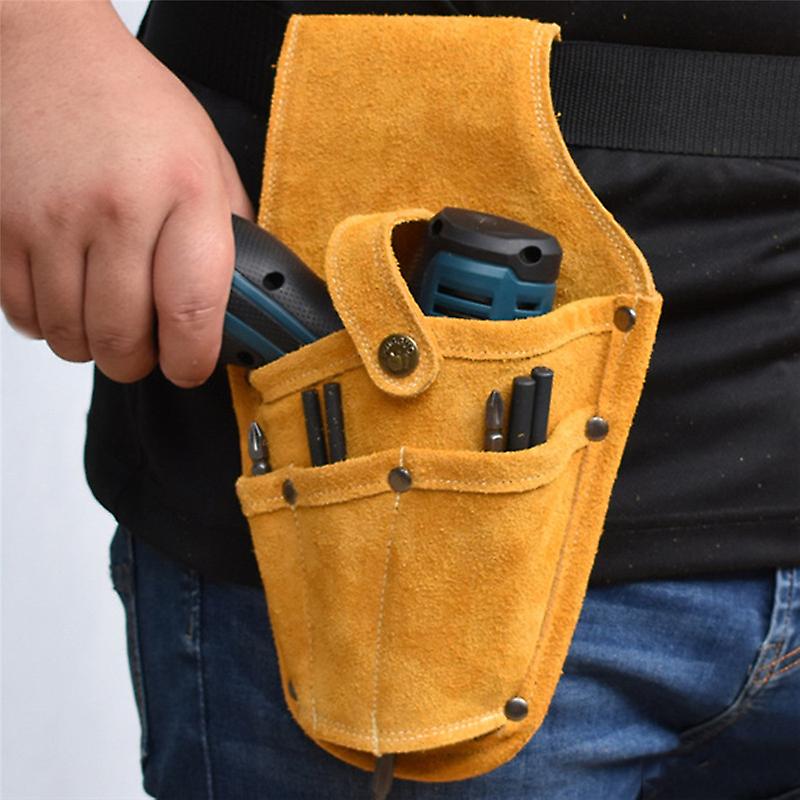 Cowhide Drill Holster Waist Tool Bag Durable Electric Waist Belt Tool Pouch Bag With Belt For Power Drill Electric Screwdriver