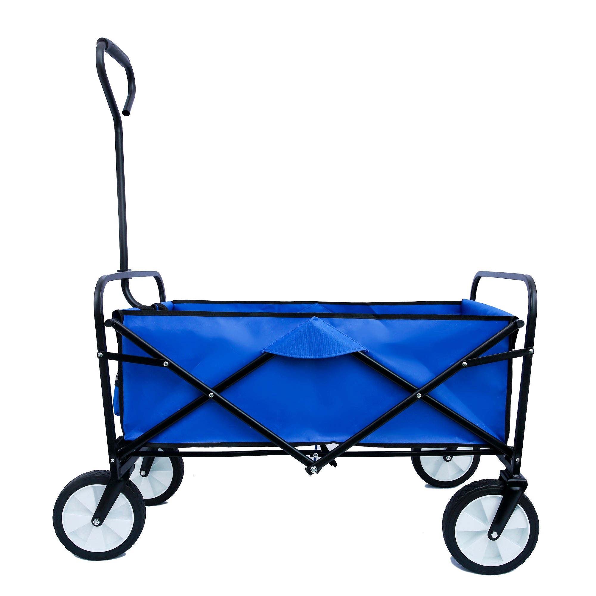 Outdoor Collapsible Folding Utility Wagon with Universal Wheels & Adjustable Handle for Shopping, Garden, Park Picnic and Beach Camping，Blue