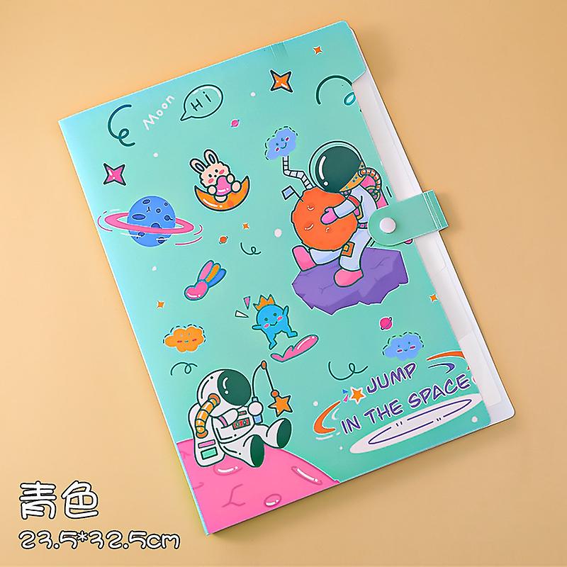 Organ Bag Cartoon Astronaut A4 Folder Student Stationery Multi-layer Organ Bag Large Capacity 6-cell Information Bag