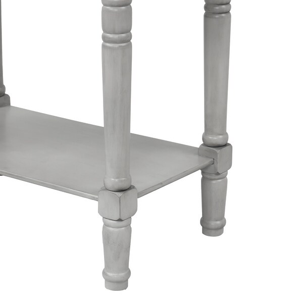 Console Table Gray Wash Sofa Table with Three Storage Drawers