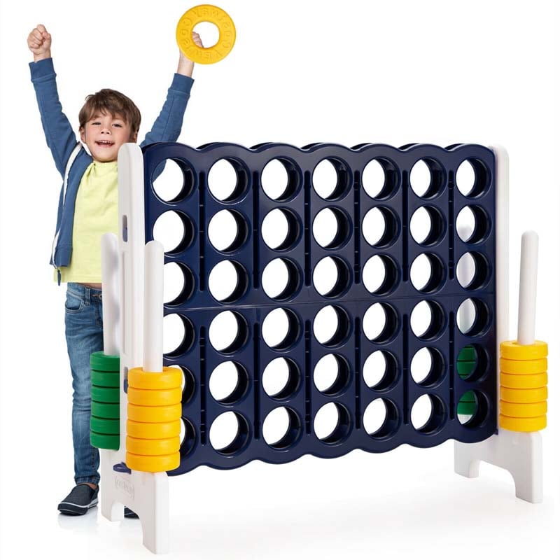 Giant 4-In-A-Row, Jumbo 4-to-Score Giant Game Set with 42 Jumbo Rings & Quick-Release Slider