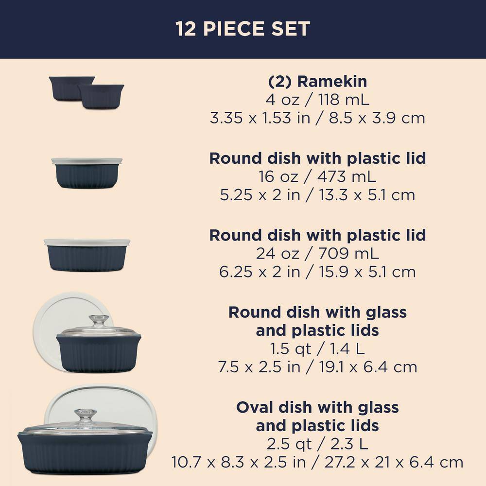 Corningware French Colors 12-Piece Bakeware Set Navy 1147238