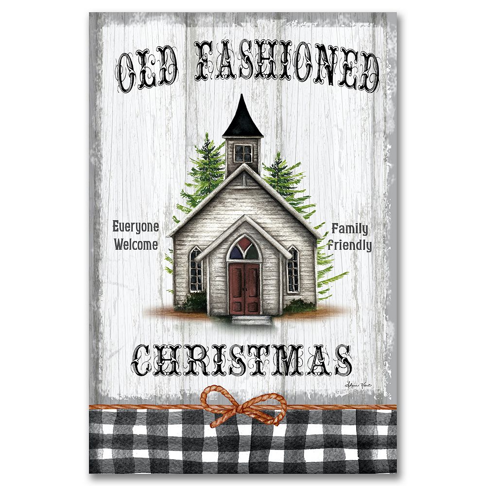 COURTSIDE MARKET Old Fashioned Christmas Sign Canvas Wall Art