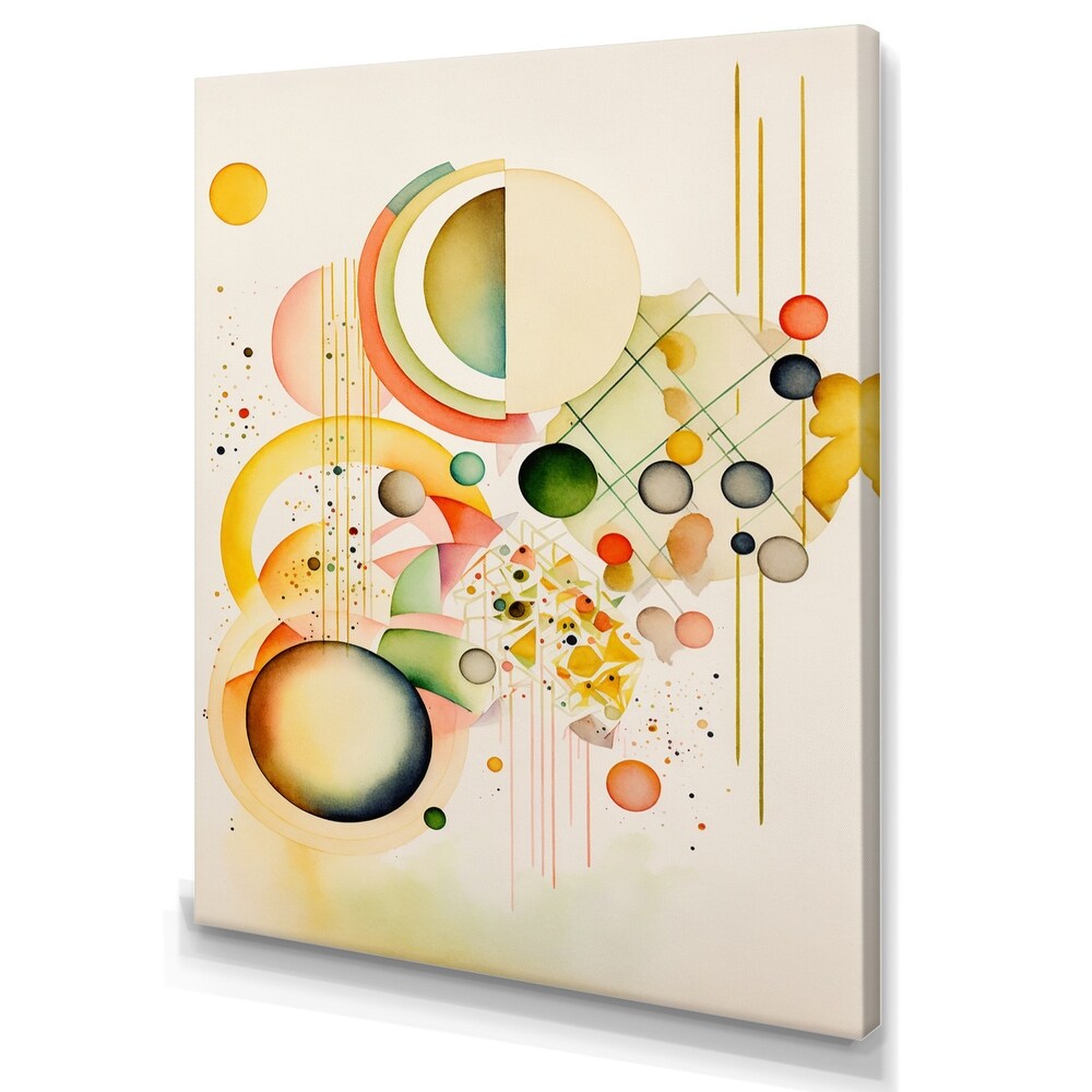 Designart 'Yellow Multi Shape Abstract VII' Modern Canvas Wall Art