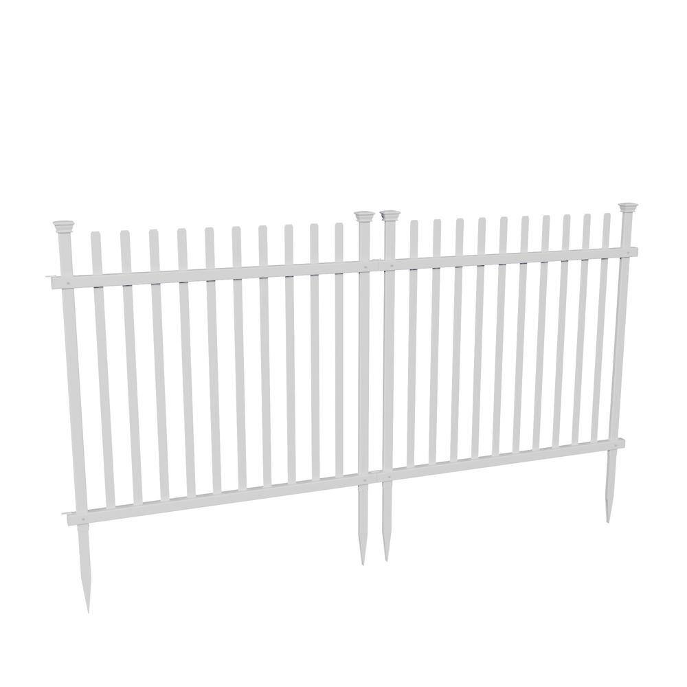 Zippity Outdoor Products 3.4 ft. x 3.7 ft. Burbank No-Dig Vinyl Garden Picket Fence Panel (2-Pack) ZP19057