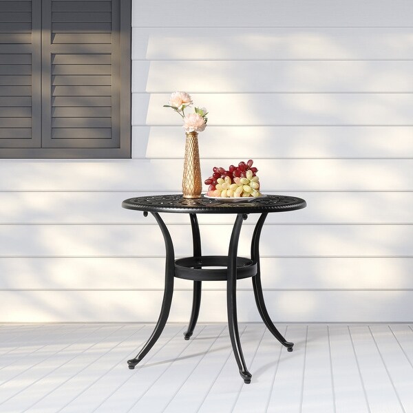 Outdoor Cast Aluminum Dining Table with Umbrella Hole