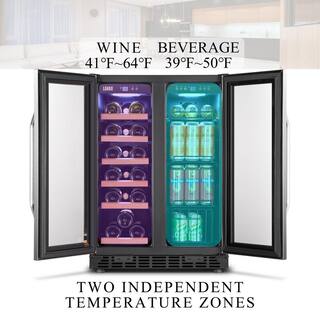 LANBO Wine Refrigerator 23 in. Dual Zone 18-Bottle 55-Can Beverage and Wine cooler in Stainless Steel LB36BD