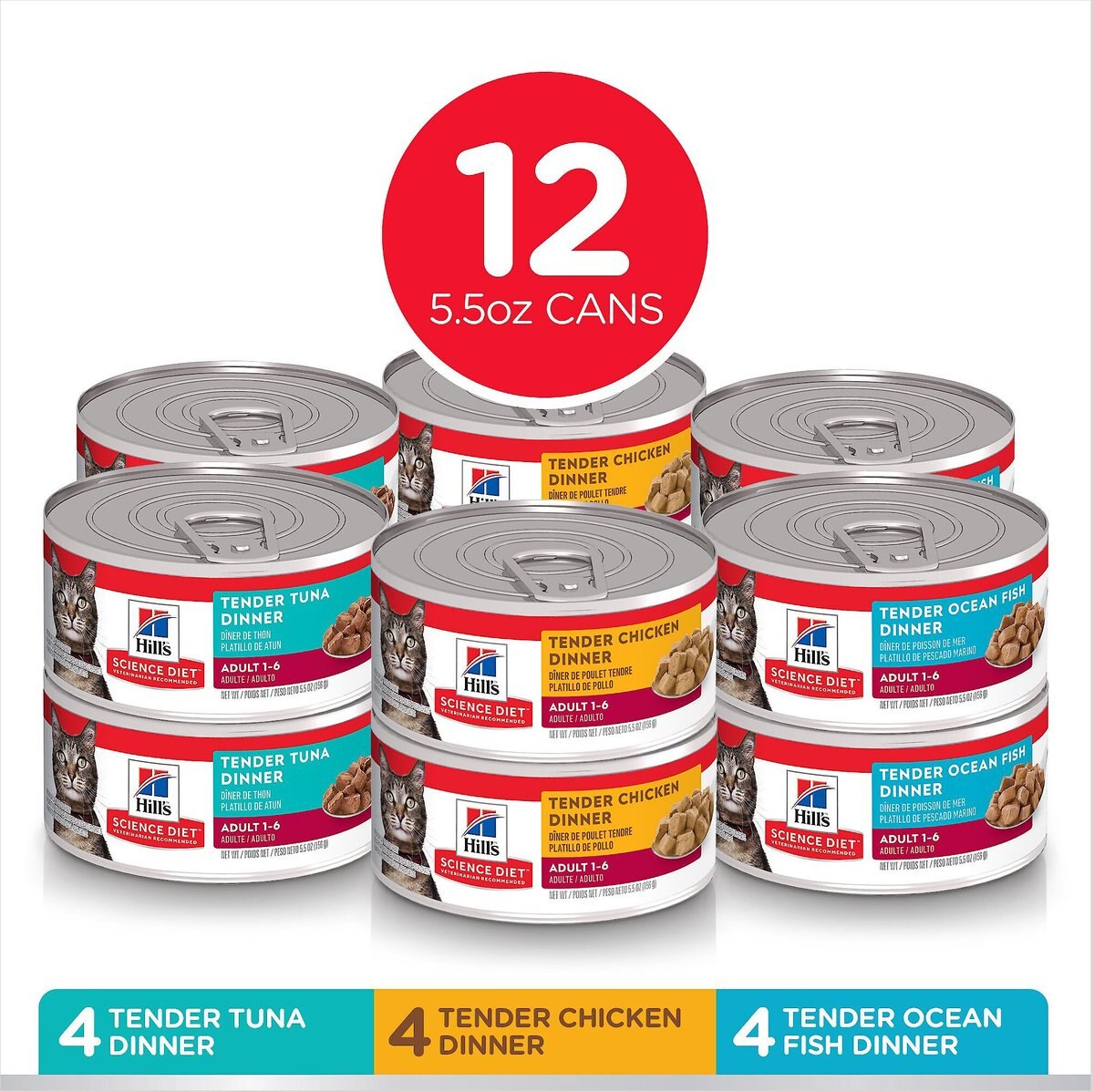 Hill's Science Diet Adult Tender Dinner Variety Pack Canned Cat Food