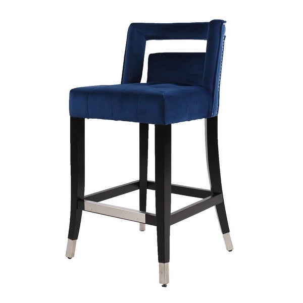 Suede Velvet Barstool with nailheads and backrest，Set of 2