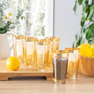 Lorren Home Trends 10 oz. Gold Amber Highball Glass (Set of 6) 9469