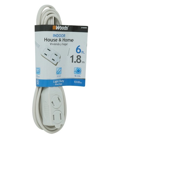 Woods 6 x27 Extension Cords White