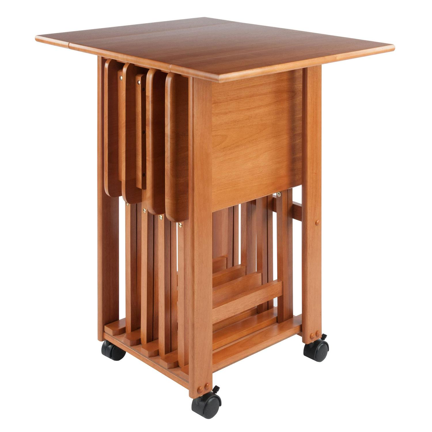 Winsome Wood Sophia 5-Pc Snack Table Set， Teak Finish