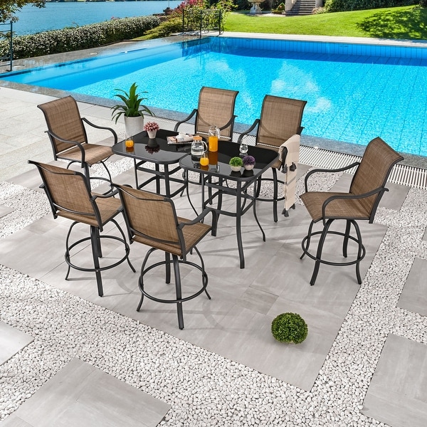 Patio Festival 6Person Outdoor Bar Height Swivel Bistro Dining Set