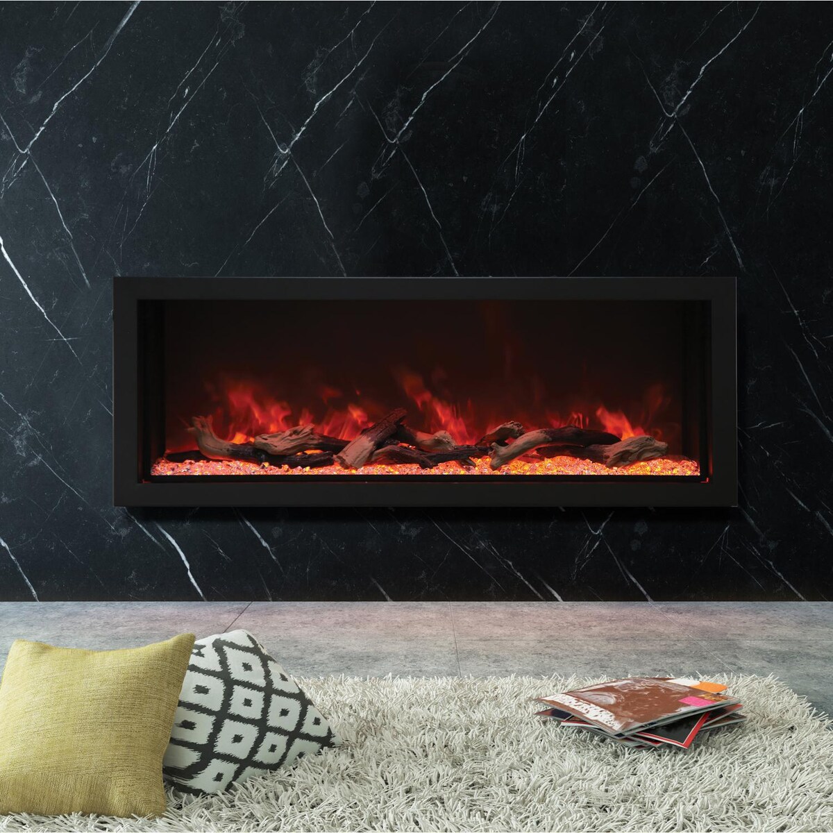 Amantii Panorama Series Extra Tall， Deep 60-Inch Built-In Electric Fireplace