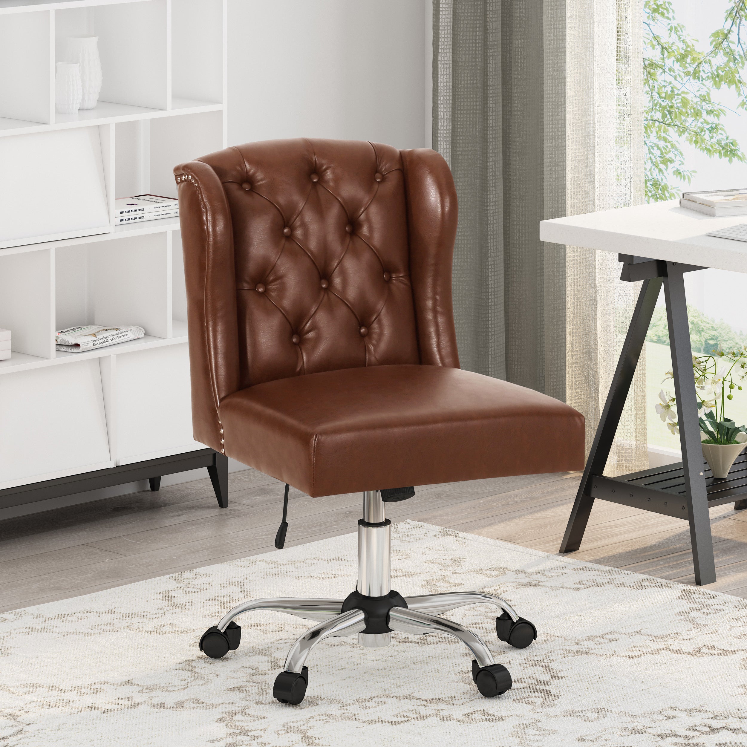 Amar Contemporary Wingback Tufted Swivel Office Chair