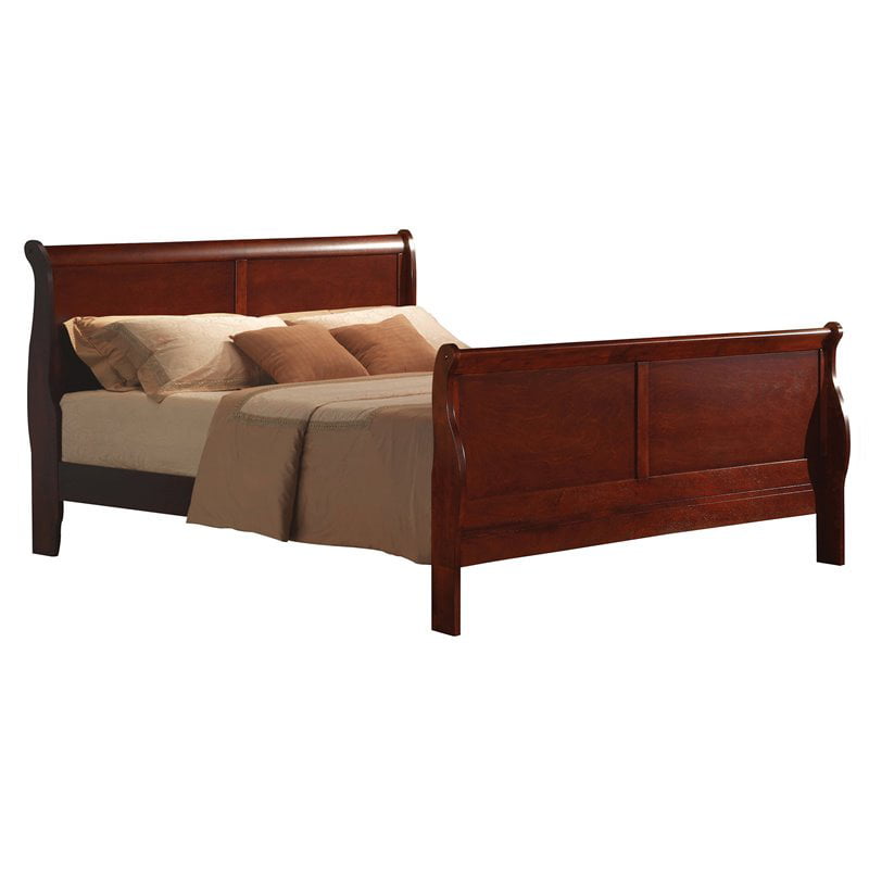 Bowery Hill Traditional Wood Sleigh King Bed in Cherry