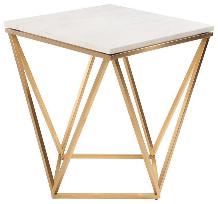 Jasmine Side Table Black Wood Vein Marble  Polished Stainless   Contemporary   Side Tables And End Tables   by Old Bones Co.  Studios  Houzz