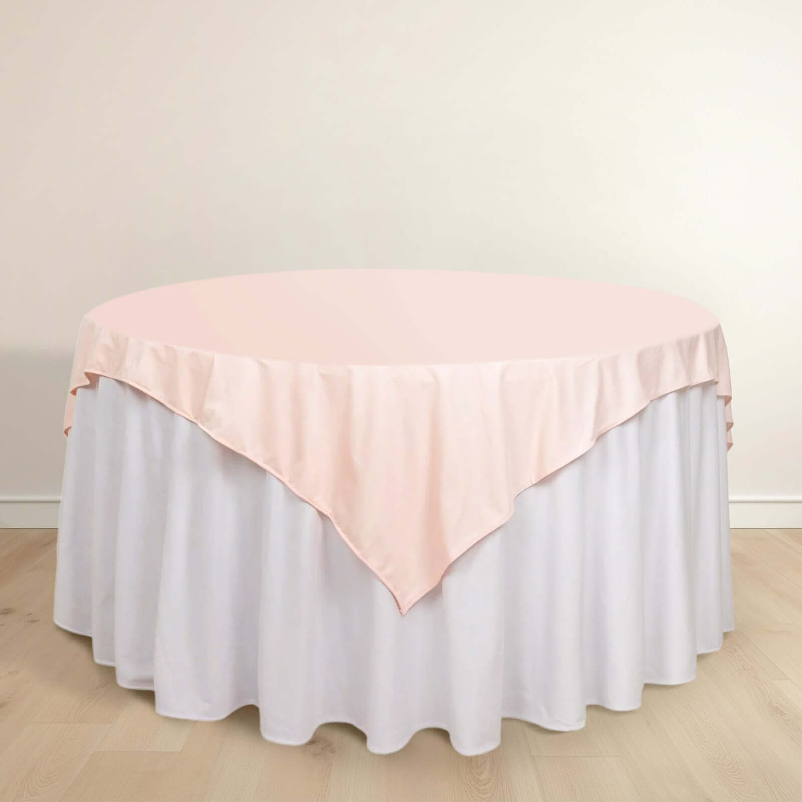 Blush Premium Scuba Square Table Overlay, Wrinkle Free Polyester Seamless Table Topper 70