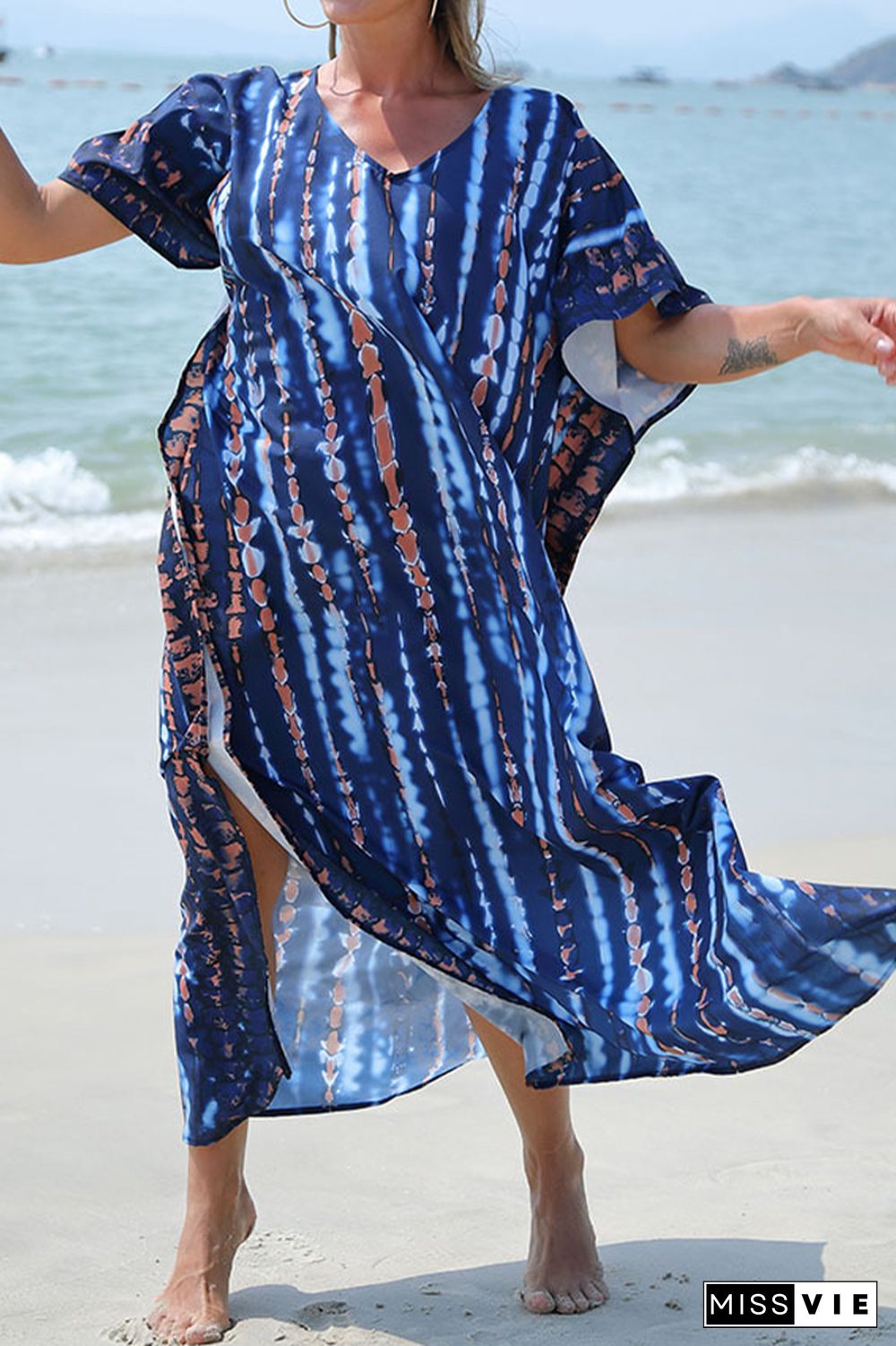 Tie Dye Print Beach Cover Up Kimono