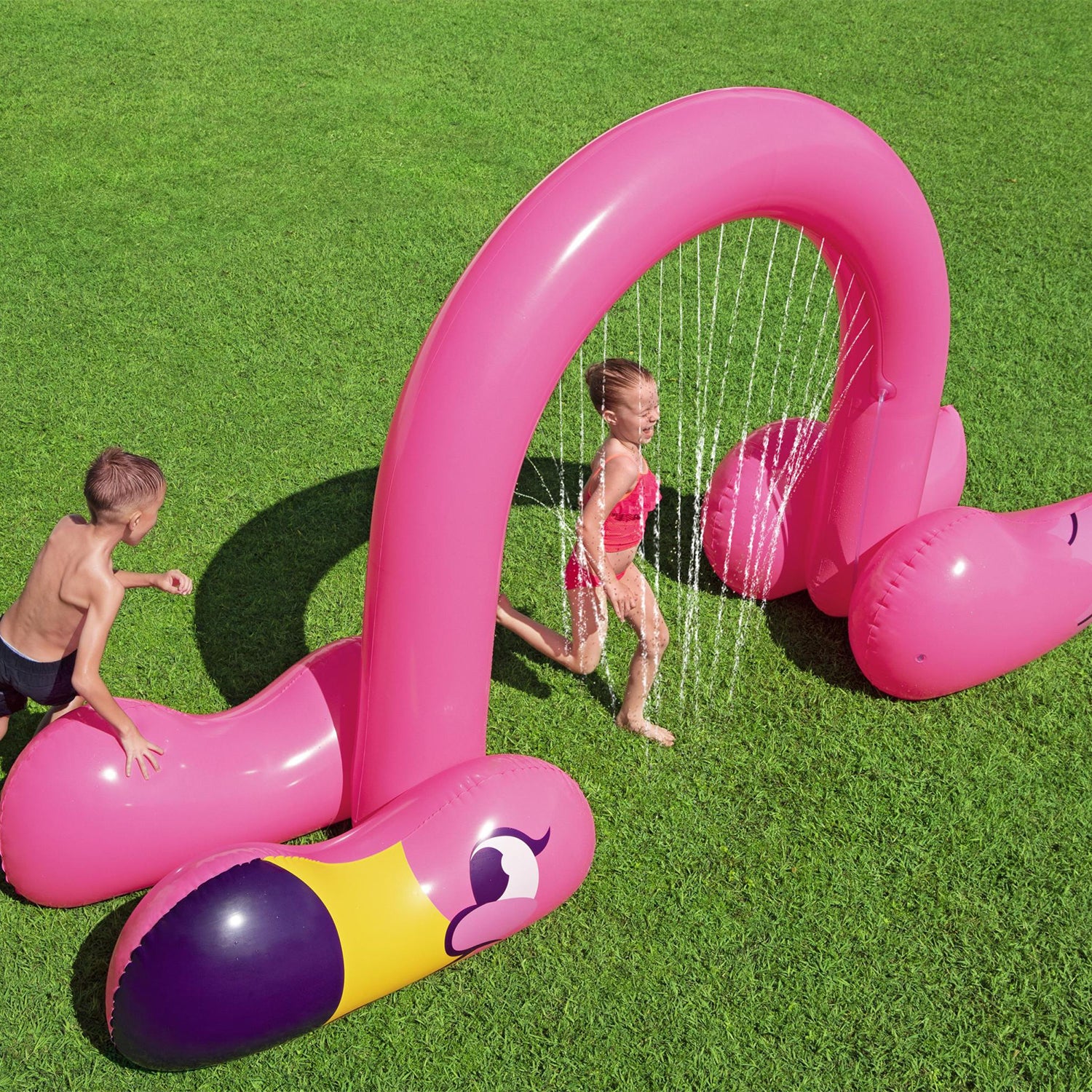 Bestway H2OGO! Jumbo Pink Flamingo Inflatable Outdoor Kids Water Sprinkler Arch