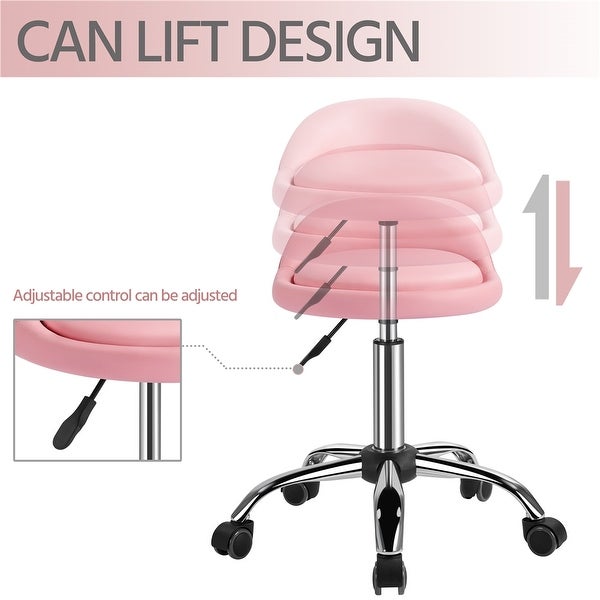 Yaheetech Height Adjustable Rolling Salon Stool Swivel Massage Stool