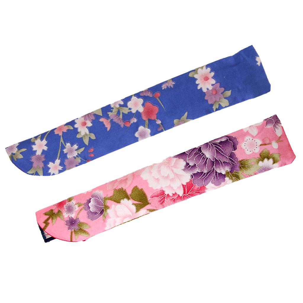 2packs Floral Printed Hand Folding Fan Bag Holder Protector Pouch Non-woven