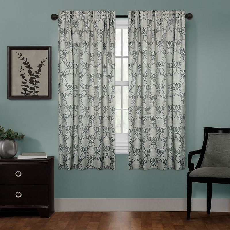 Zenna Home Linen Damask 100% Blackout Wraparound Window Curtain