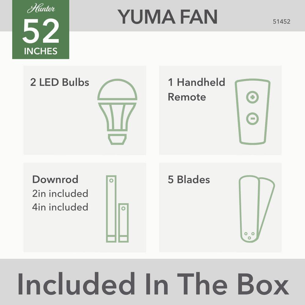 Hunter Yuma 52 in IndoorOutdoor Matte Black Ceiling Fan with Remote and Light Kit