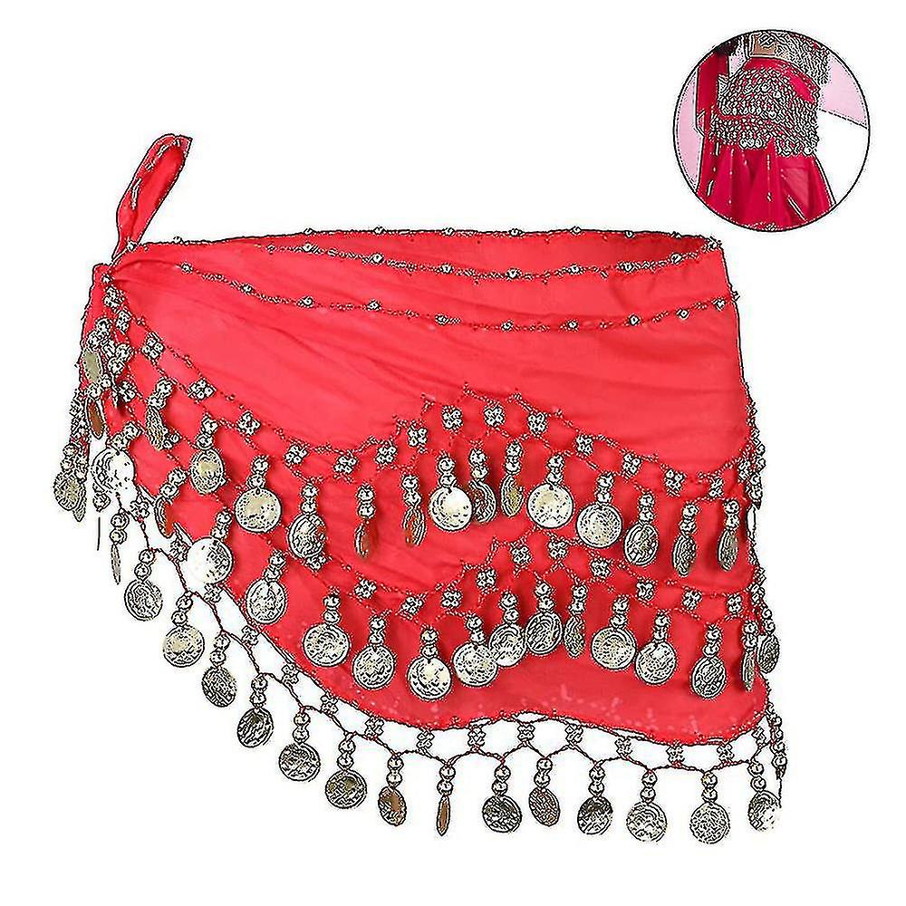 Hip Scarf For Belly Dancing， Women's Belly Dance Scarf With Coin Skirt