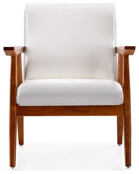 Manhattan Comfort ArchDuke Faux Leather Accent Chair in White/Amber   Midcentury   Armchairs And Accent Chairs   by Homesquare  Houzz