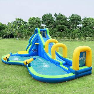 Costway Multi-Color Inflatable Water Slide Kids Bounce House Castle Splash Pool without Blower OP70401