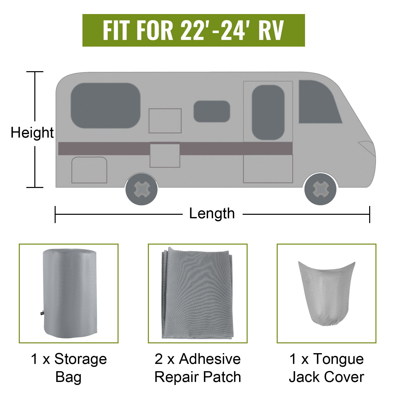 BENTISM RV Cover Trailer Cover 22' - 24' Waterproof Camper Travel Trailer Cover