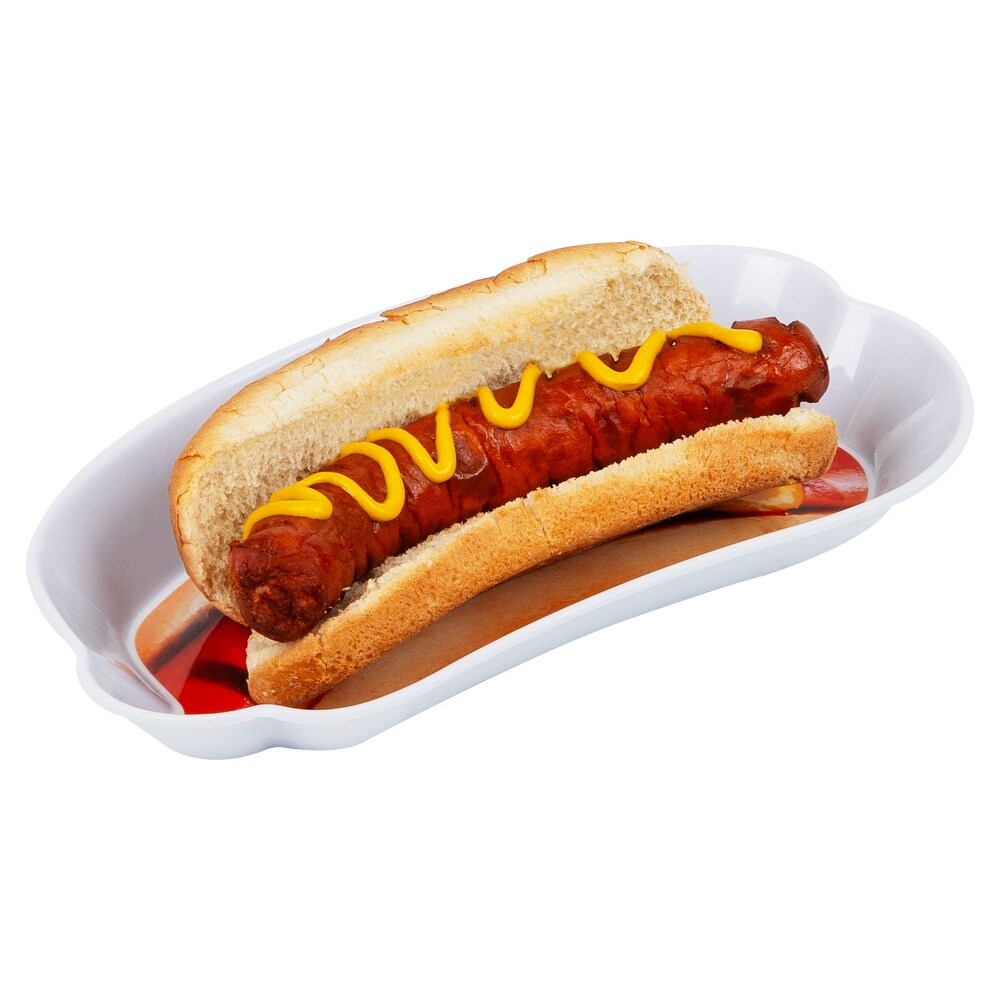 Mind Reader Hot Dog Serving Plates for Parties and BBQs  4 Piece Set  Melamine  8.5\