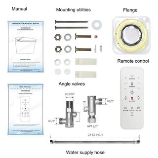 WOODBRIDGE Intelligent Chair Height 1.0 GPF 1.6 GPF Elongated Toilet in White with Auto Flush and Foot Sensor Operation HT0069