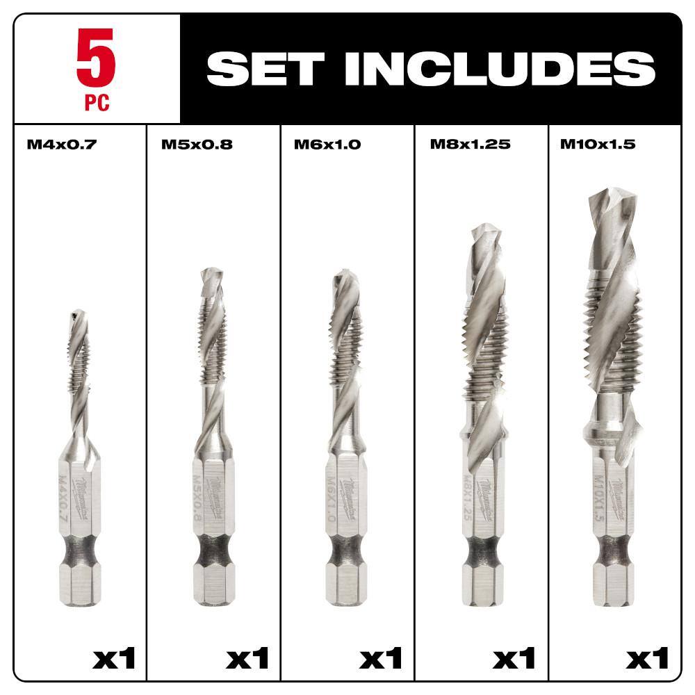 MW SHOCKWAVE Metric Steel Drill Tap Set (5-Piece) 48-89-4875