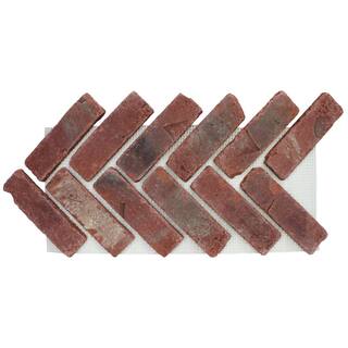 Old Mill Brick 28 in. x 12.5 in. x 0.5 in. Brickwebb Herringbone Midtown Thin Brick Sheets (Box of 5-Sheets) BWH-370058CS