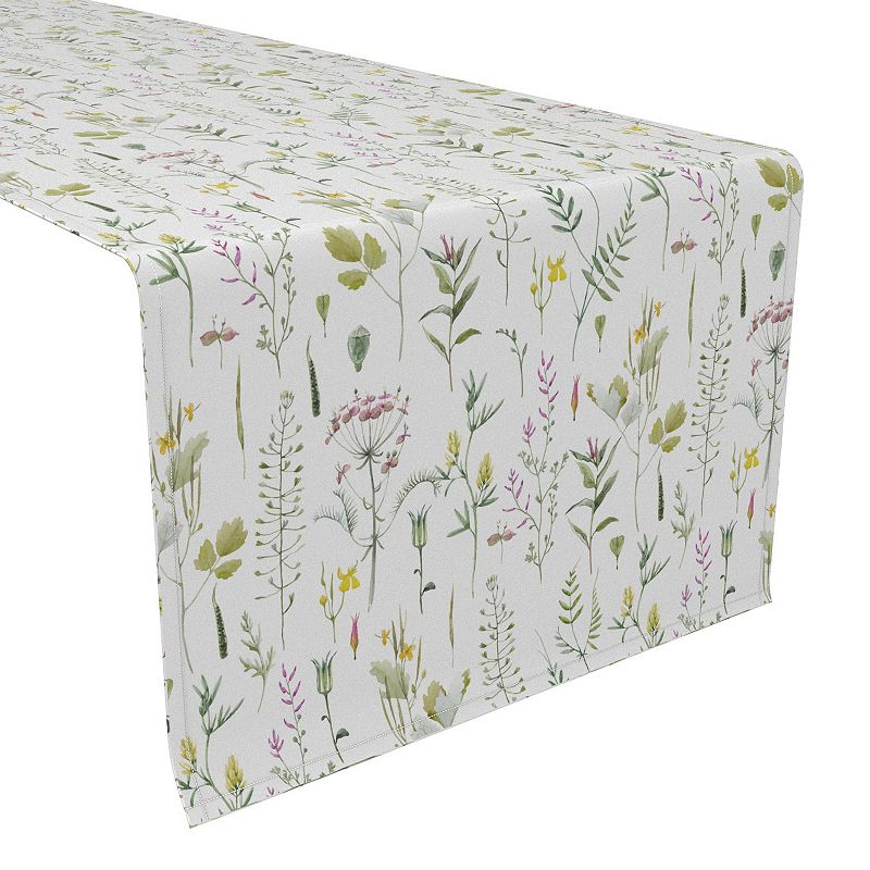 Table Runner， 100% Cotton， 16x90， Botanical Stripe