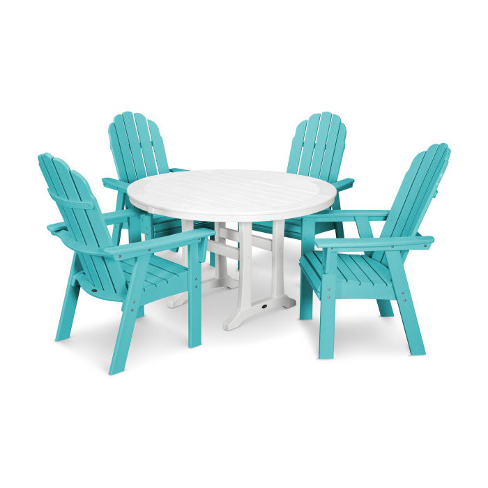 Polywood Vineyard Curveback Adirondack 5-Piece Nautical Trestle Dining Set PWS401-1