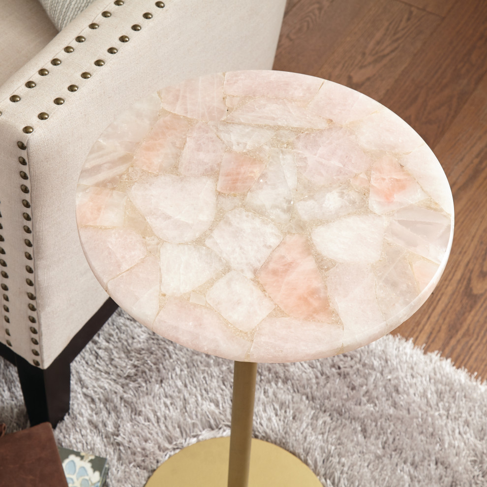 Rosie Agate Top Round Chairside Table   Contemporary   Side Tables And End Tables   by Steve Silver  Houzz