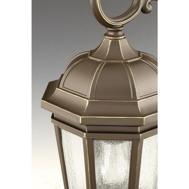 Progress Lighting Verdae Collection 3 light Post Lantern Antique Bronze Clear Seeded Glass