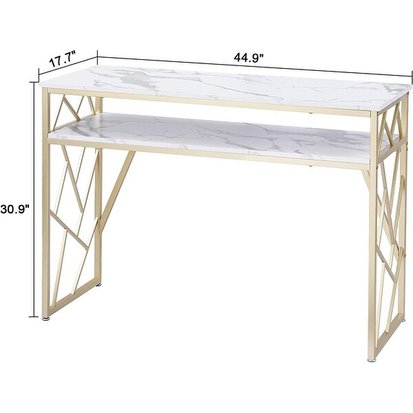 ivinta Modern Narrow Console Table with Storage， White Entryway Table