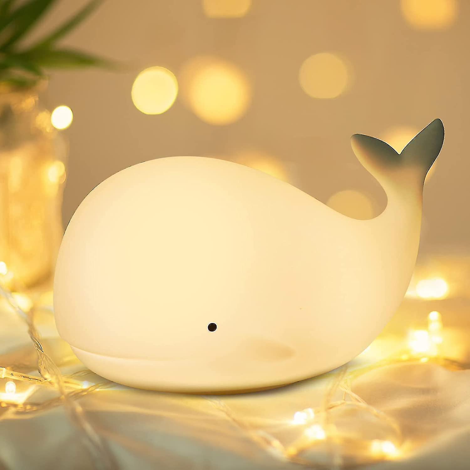 Whale Kids Night Light， Color Changing Silicone Baby Cute Night Light， With Faucet Control， Rechargeable Baby Whale Light Kids Night Light (1pcs)