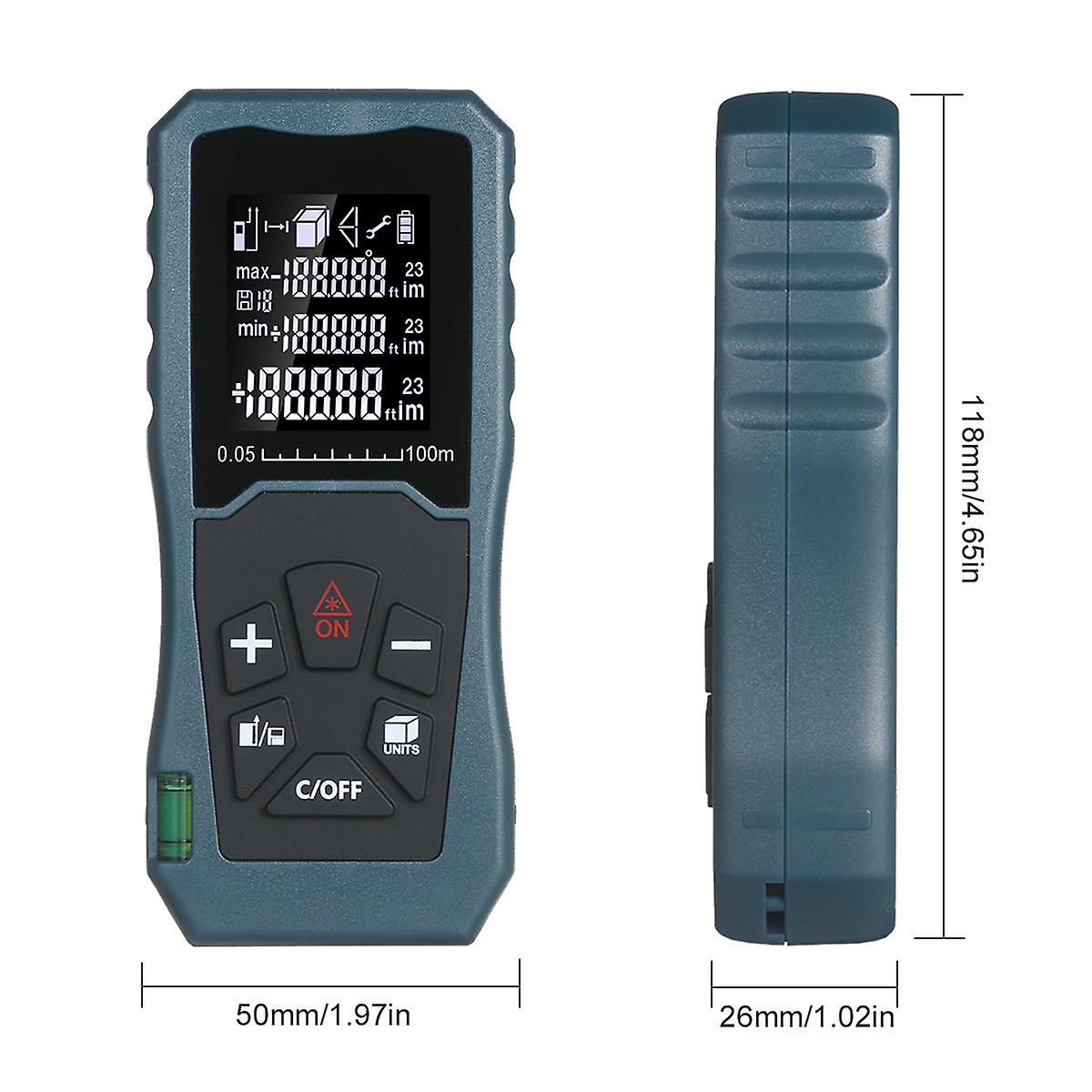 Laser Distance Meter Handheld 1.6-inch Lcd Diastimeter Bubble Level Pythagorean Mode Measure Distance Area And Volume White