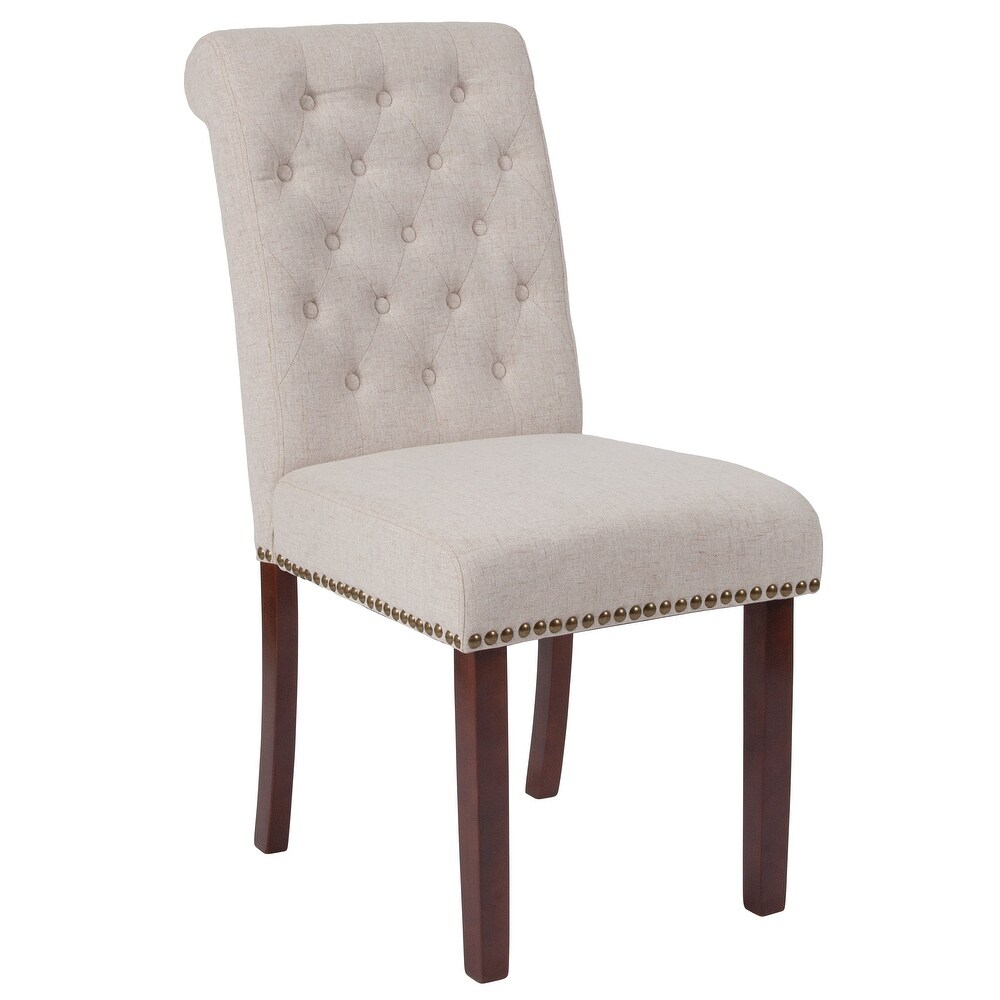 Button tufted Wood Parsons Chair