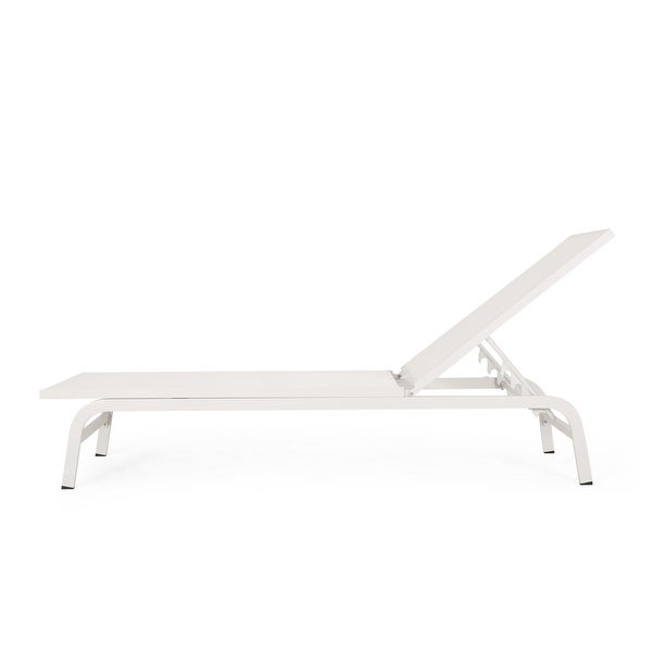 Wilsey Outdoor Aluminum and Outdoor Mesh Chaise Lounge， Set of 2， White