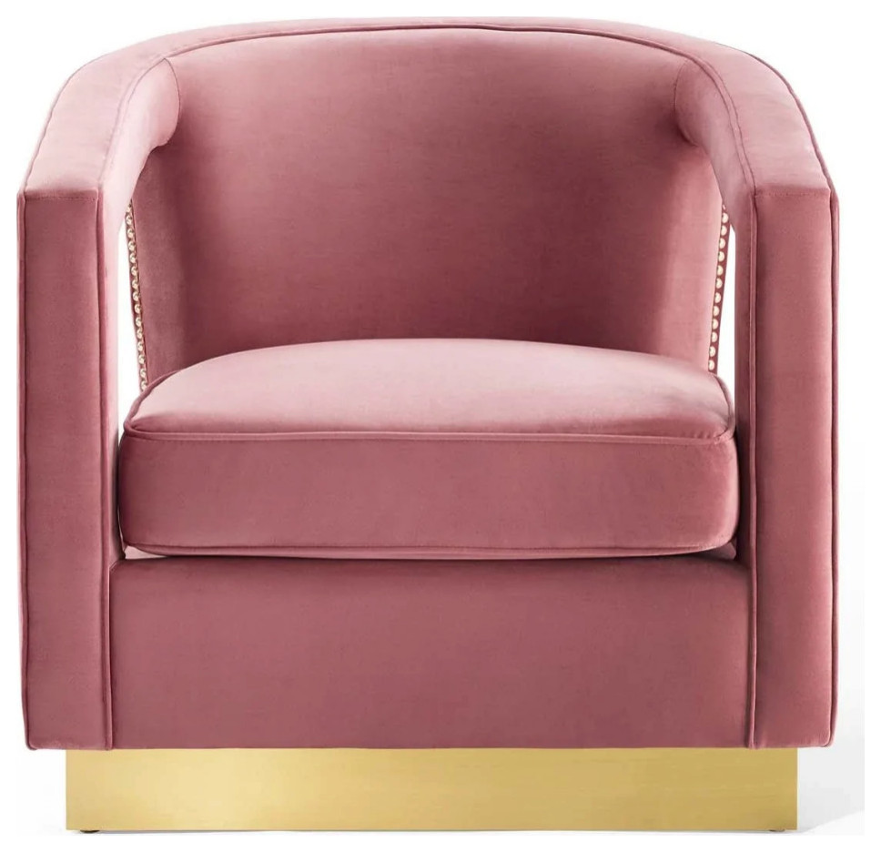 Atlas Dusty Rose Performance Velvet Armchair   Contemporary   Armchairs And Accent Chairs   by Virgil Stanis Design  Houzz