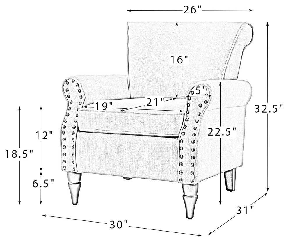 32.5 quotWooden Upholstered Accent Chair With Arms Set of 2   Traditional   Armchairs And Accent Chairs   by Karat Home  Houzz