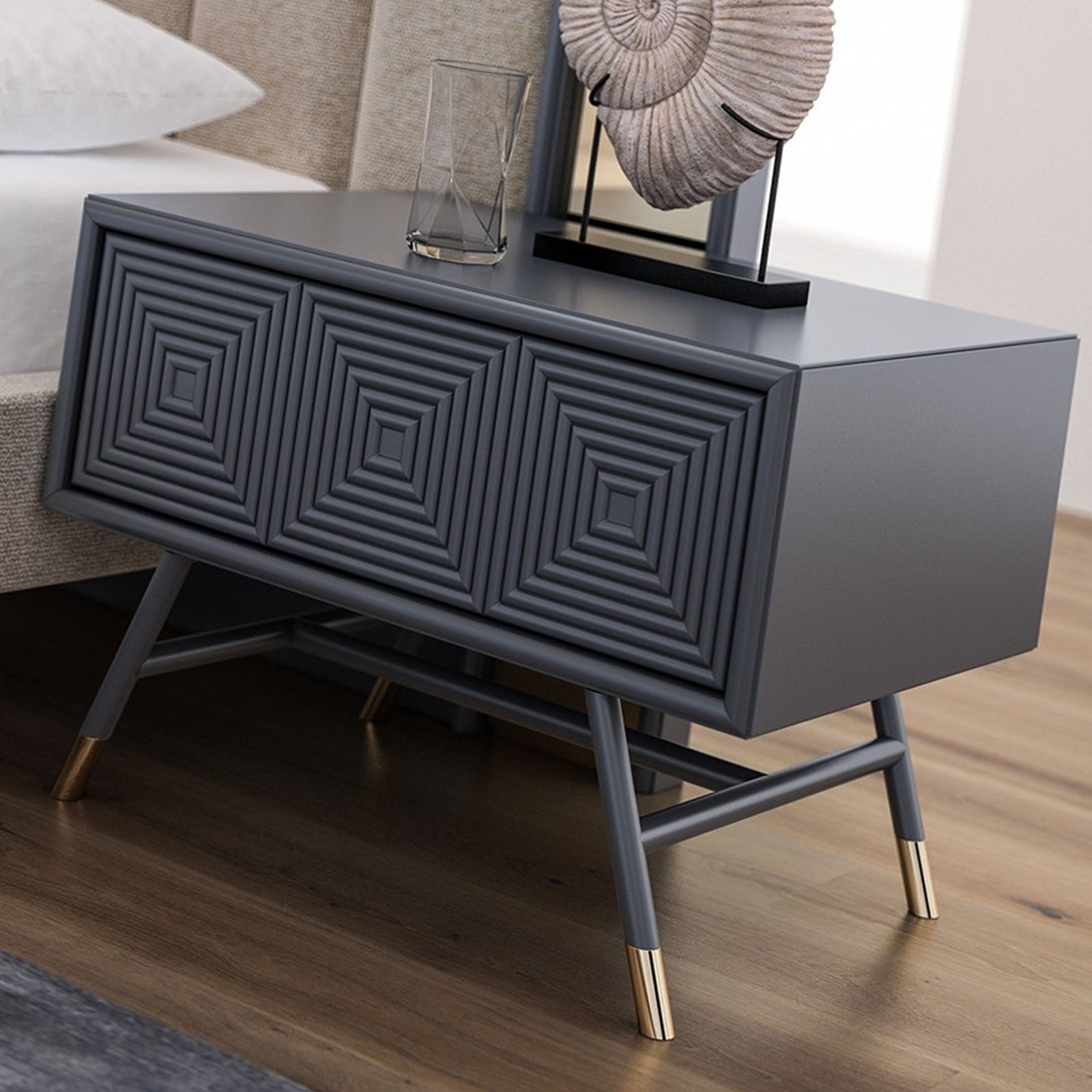 2X Vela Bedside Table Vela009-G-Bedsidetable