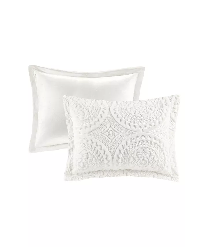 Madison Park Arya Embroidered Medallion Faux Fur 3-Pc. Duvet Cover Set， Full Queen